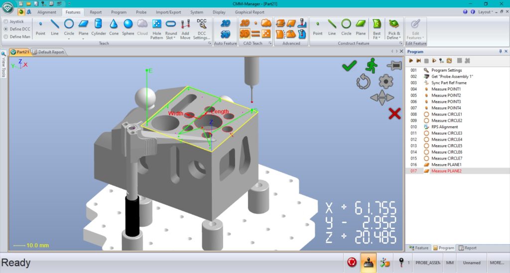 CMM-Manager accounts not only for CAD model of inspection workpiece but also for imported fixturing components.