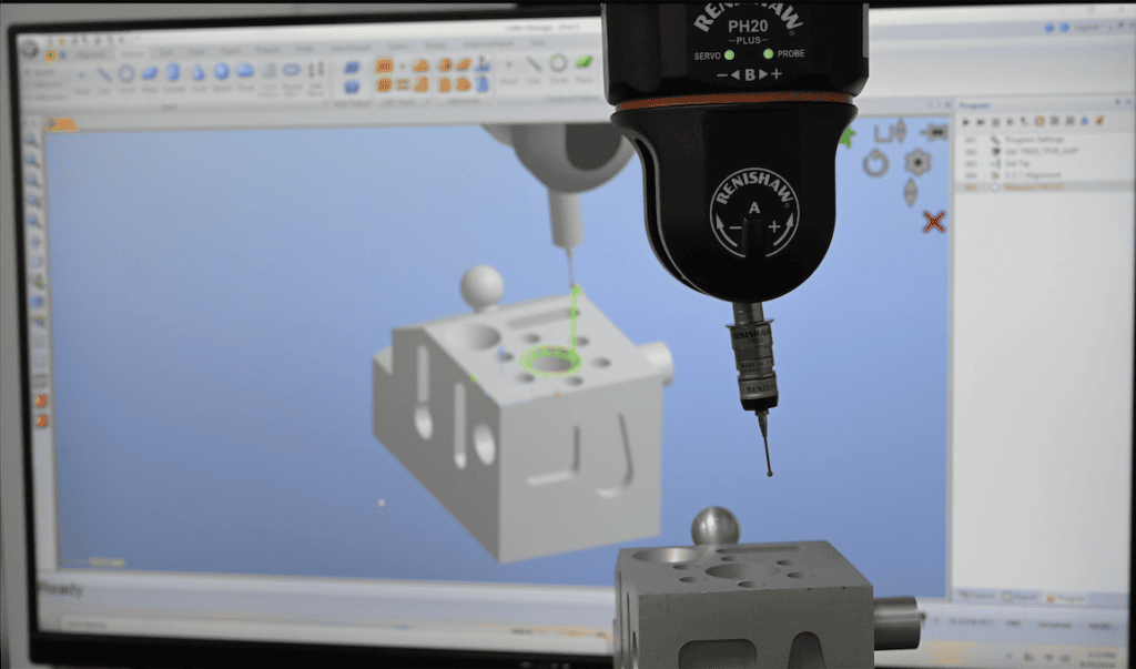 CMM-Manager operating the Renishaw PH20+ 5-axis probing system